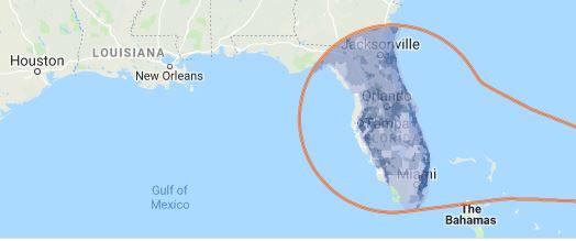 Graphic of the U.S. Census Bureau's On the Map for Emergency Management Highlighting Population in Households in Florida 