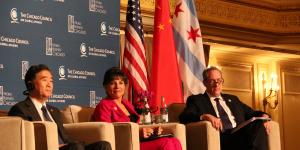 Secretary Pritzker, Ambassador Froman and Vice Premier Yang at the Chicago Council on Global Affairs' US-China: A Shared Vision of Global Economic Partnership
