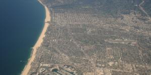 A view of the Pacific coastline along Santa Monica, California