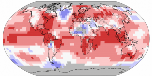 Land and Ocean Temperature Percentiles for December, 2015