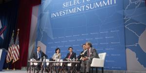 Ludwig Willisch (far right), President, CEO and Chairman of the Board for BMW (U.S.) Holding Corp., discusses BMW’s manufacturing operations in the United States at the SelectUSA Investment Summit on June 20, 2017