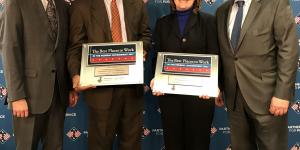 U.S. Department of Commerce and U.S. Economic and Development Administration officials accept awards from the Partnership for Public Service at the 2017 Best Places to Work in the Federal Government awards breakfast in Washington, D.C.